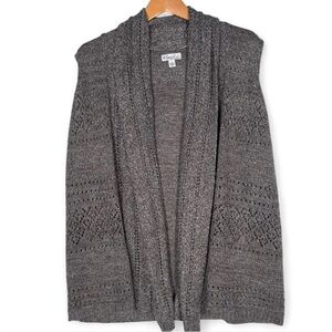 Kim Rogers Charcoal Open-Front Sleeveless Cardigan